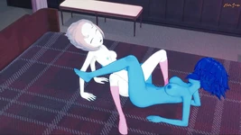 Crystal Gems Pearl et Lapis font l'amour lesbien sur un lit - Steven Univers, hentai lesbien.