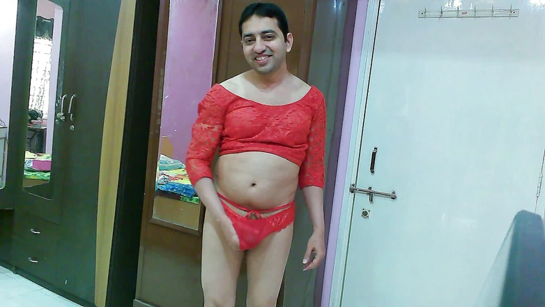 Cute & Nude Crossdresser: Cute sissy crossdresser femboy Sweet Lollipop in a crop top...