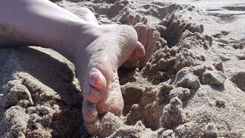 Mistress Legs: Mistress legs barefoot on the summer sea beach