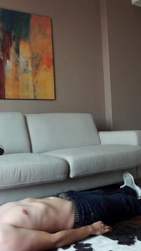 Dominant Babe Tramples Submissive Stud on Floor