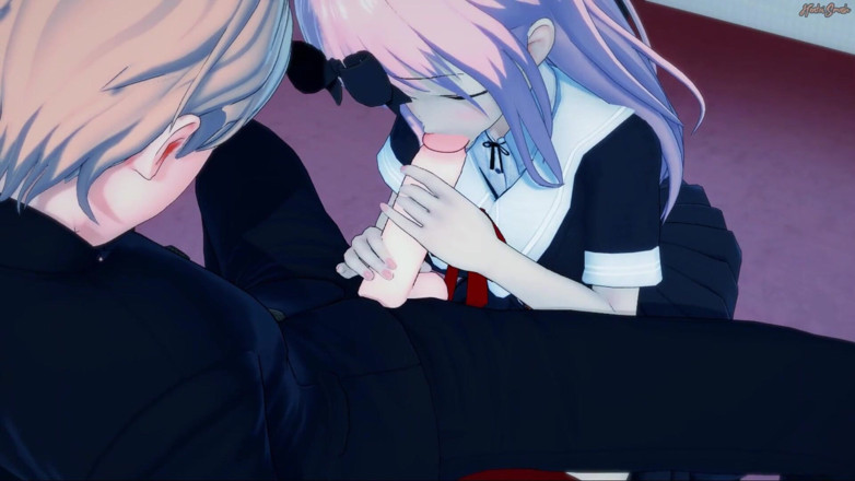 Hentai Smash: Chika Fujiwara трахает раком Miyuki Shirogane, пока он не кончит на ее задницу - Любовь это война, хентай