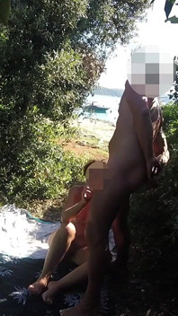 French Girl Sucking Amateur on Nude Beach Public in Greece to Stranger with Cumshot - Misscreamy