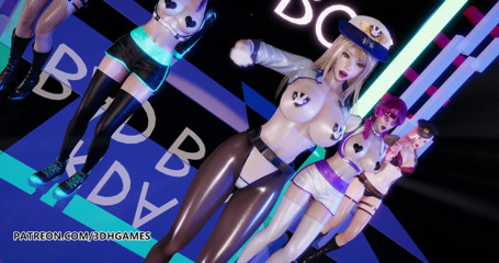 3D-Hentai Games: Red velvet - strip dance de chico malo, Ahri, Akali, Kaisa,...