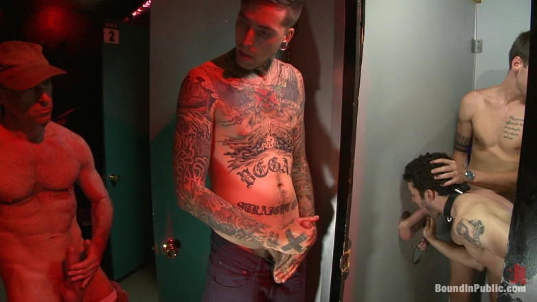 Bound in public: Hot Sex Shop Crook Fucked in the Back Arcade