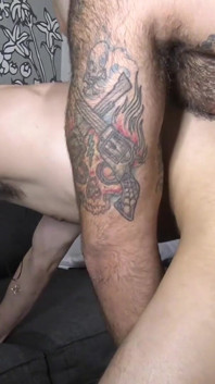 Hairy, Uncut Muscle Bear Fucks Tight Asian Hole