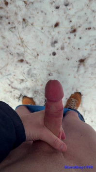 Handy POV - Twink Wixt His Cock in the Forest - in Winter