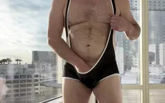 Singlet Jerkoff in Front of Vegas Skyline