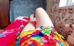 Pre Cumming Masturbation Cute Ladyboy Legs Hands Free Swallowing