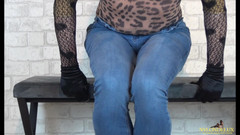 Nylondelux: Punčocháče -vysoké podpatky-jean-sperma na nohou