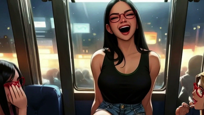 Spicy Toons: Lin's Friends Help Drain Your Cock on the Bus