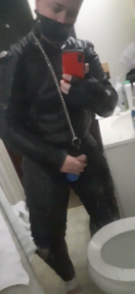 Leather Biker Jerking off in Leather Suit