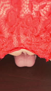 MILF in Rot Reitet Großen Dildo, Bis Sie Kommt