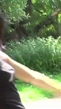 Hot outdoor sex for a sex-hungry brunette who gets fucked by two guys