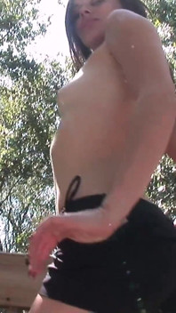 Petite Tatted Freak Gets Naked at a Public Park