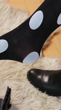 Polka Dot Punčocháče & Boot Tease v Černé Minidress