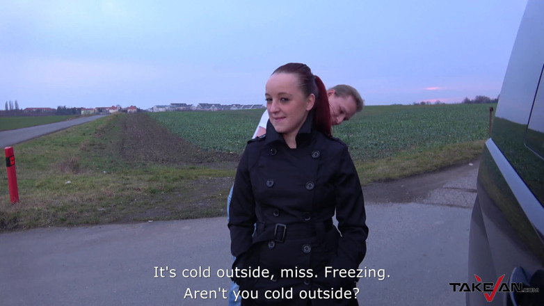 Take Van: Redhead whore likes when the fucker glazes her boobs with...