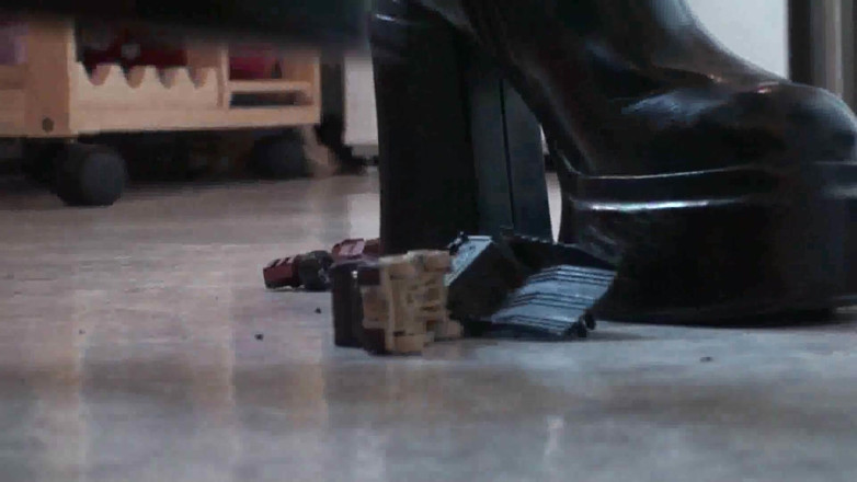 Foot Girls: Crushing small toy trucks