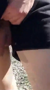 Freeballing Twink Walks Without Underwear, Sticks Out His Soft Dick From His Very Short Shorts Outdoor