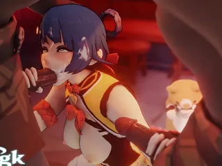Allevata succhia un gruppo di hilichurls poi viene scopato duro e sborrata dentro genshin impact 3D sex animazione porno dragk
