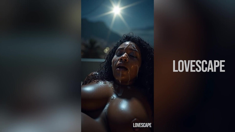 Lovescape: Ébano exibicionista perfurada duro no bloco