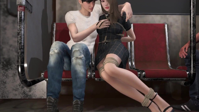 Why fuck so hard: 3Dセクシーな奴隷が屋外で包帯を巻かれた