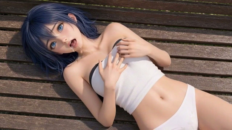 Wertstofsamler: 3 boyutlu anime workfreak, 5 milyon izlenme özel, parkbench'te mavi saçlı anime...