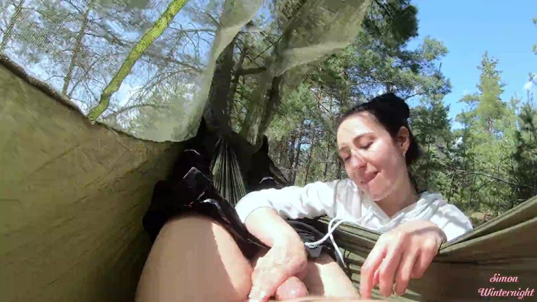 YSP Studio: Risky outdoor handjob in hammock