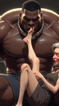 Granny Moaning in Pleasure - Strong Black Man Sucking Her Feet