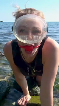 Ball Gag & geschwemmte tauchmaske - neoprenanzug strandspaß