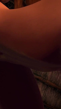 Sarışın piliç ateşin önünde büyük yarağı alıyor | 3D Porn