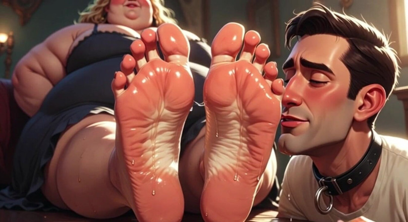 YOUR BEST FANTASY: Ragazzo sottomesso devoto ai piedi sudati di enorme BBW