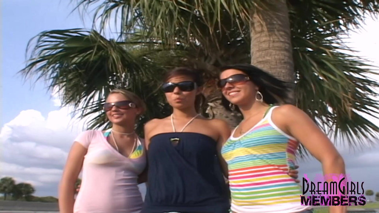 Dream Girls: Три красотки играют обнаженной на публичном пляже