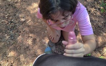 Latina Teen Gives a Blowjob in the Woods