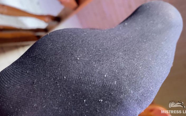 Mistress Legs: My Odor Feet in Black Stockings Tease Above You Face...