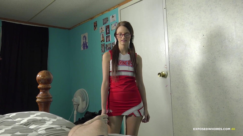 Exposed Whores Media: Farrah Valentine - Cheerleader gives her stepbrother a handjob to take...