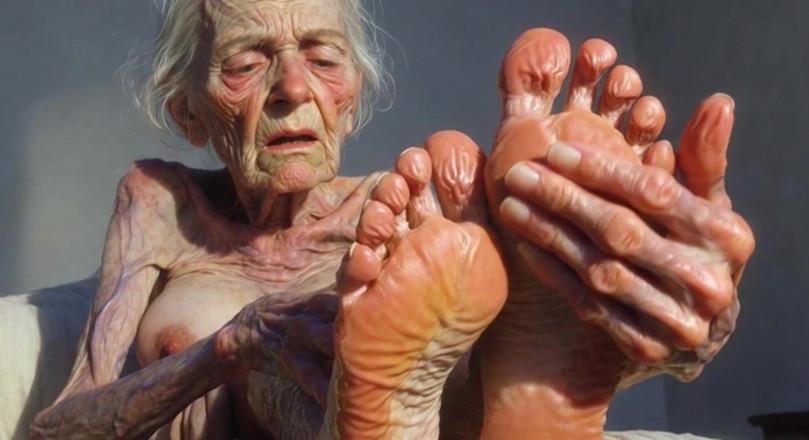 YOUR BEST FANTASY: Granny Foot Oil Play - Self Massage Makes Her Horny and...