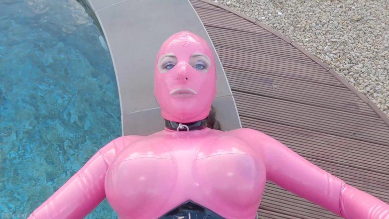 Cristal Kinky: Cristal Kinky Pink Rubber Doll Getting Fucked Outdoors POV