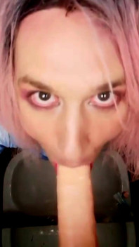 Dildo Sucking in Bathroom Pina Crossdresser Sissy