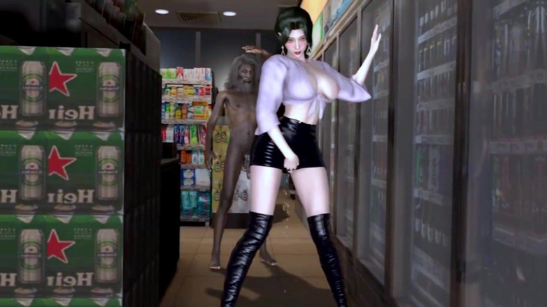 Soiyu Hentai: Vacker kvinnlig regissör och gammal man i snabbköpet - Hentai 3D ocensurerad