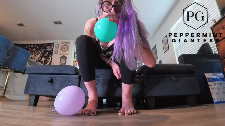 Peppermint Giantess: Giantess Blows up an Entire Bag of Balloons-tiny POV Foot...