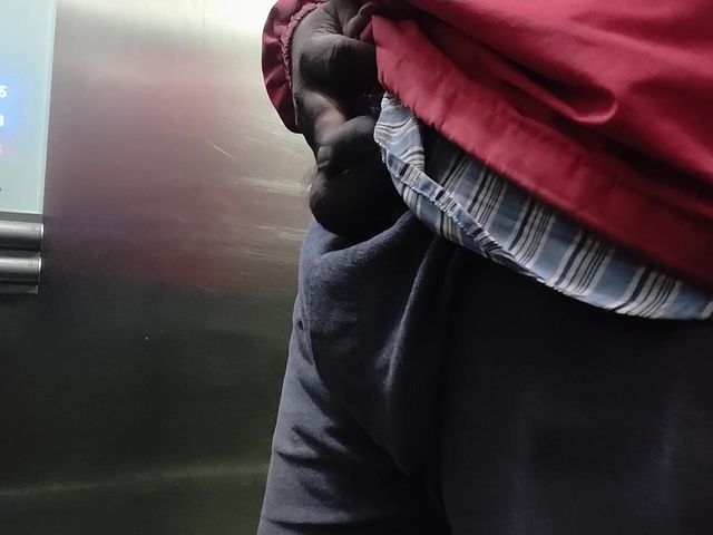 Lift Showing Handjob (Carving uncut dick)