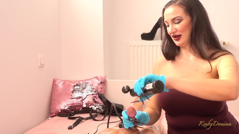 KinkyDomina: Latex gloves mummified clingfilm bondage long nails handjob part 2