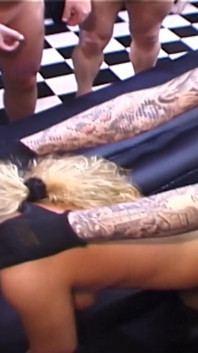 Piss Gangbang Party with Blonde MILF Rosella & 13 Guys