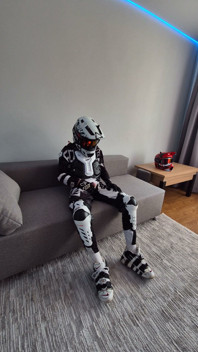 Motorcyclist in Gear Cum Hot on Himself