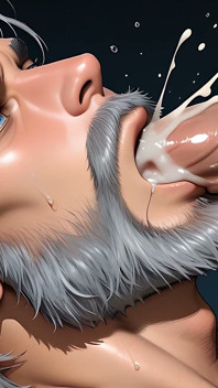 Rugged Silver Bear Deepthroats and Fills Throat with Exploding Cum