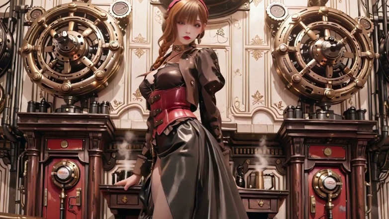 Seraphina Vale: Steampunk Duchess! Red-haired Mechanical Girl Teasing in the Gear Hall.