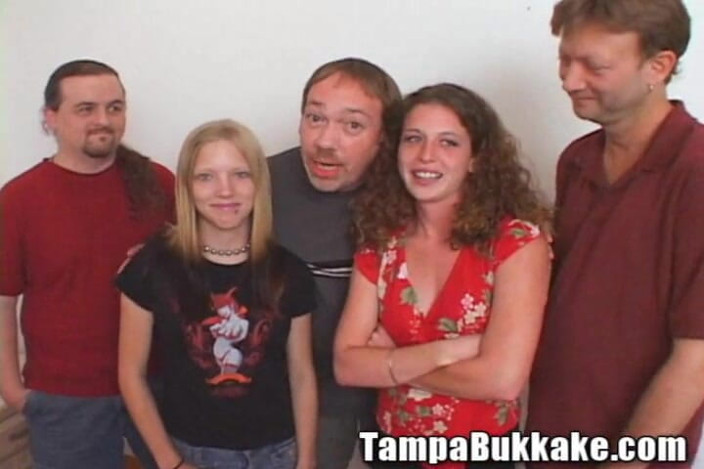 Tampa Bukkake: Two College Girls Swap Sperm Gangbang Small Boobies Bitch Fucked...