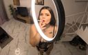 Your fantasy studio: Sexy Rauchen mit rotem lippenstift, Nahaufnahme