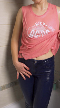 Fetish seluar jeans basah menyembah pantat