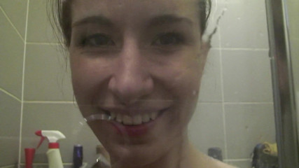 All Those Girlfriends: Annie Engeltie rubbing her hairy pussy while showering